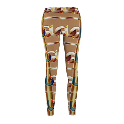 Ungodly Gold Chain-Link Pattern Leggings — Retro Brown Graphic Women's Leggings