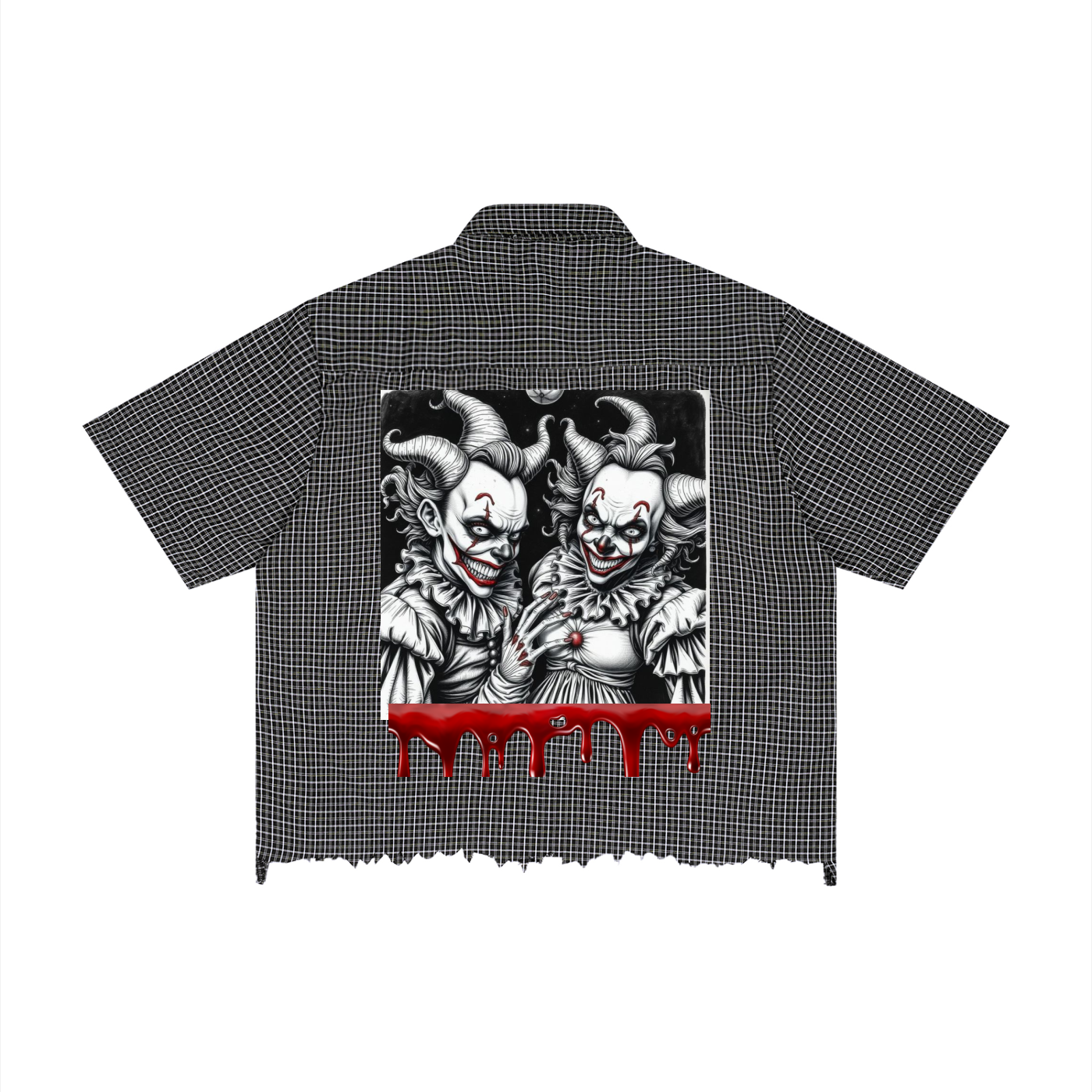 Killer Clown Unisex Distressed Plaid Boxy Shirt