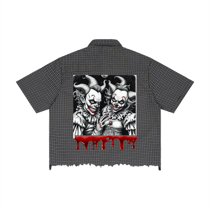 Killer Clown Unisex Distressed Plaid Boxy Shirt