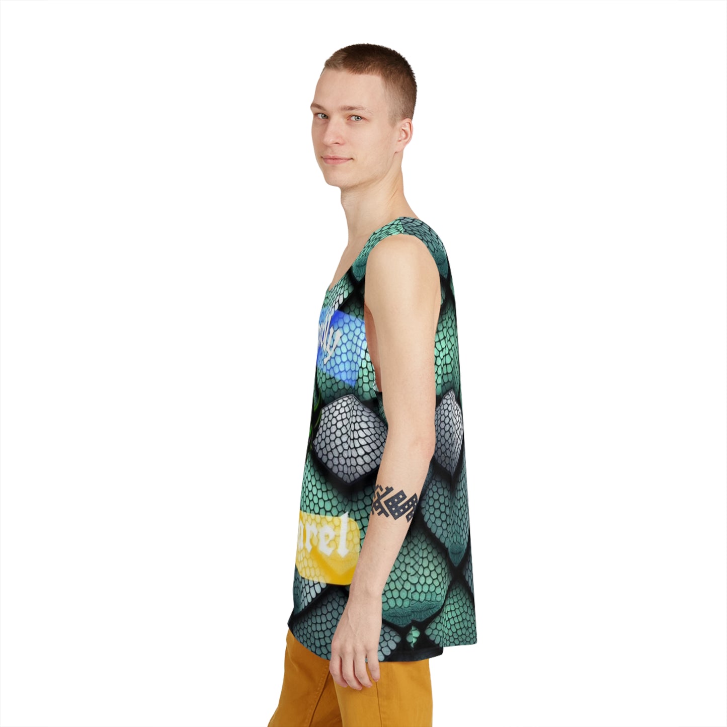 Men's Dragon Scale Tank Top — Teal Dragon Scale All-Over Print