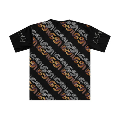 Ungodly Chains Pattern Men's Loose T-Shirt — Black Diagonal Link Graphic All-Over Print