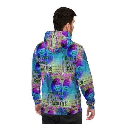 Vibrant Graphic Athletic Hoodie - "Real Eyes Realize Real Lies"