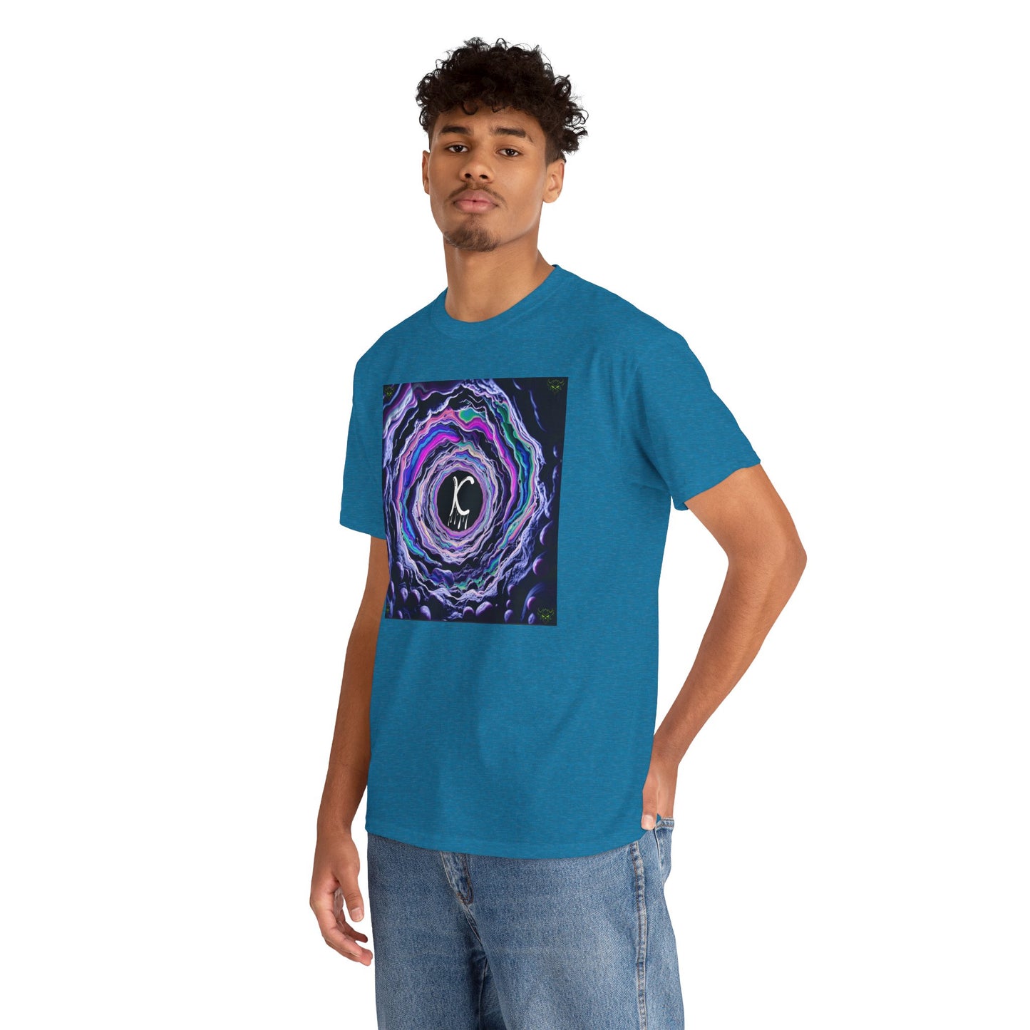 "K-Hole" Unisex Heavy Cotton Tee - Cosmic Swirl Graphic Tee for Trendy Vibes
