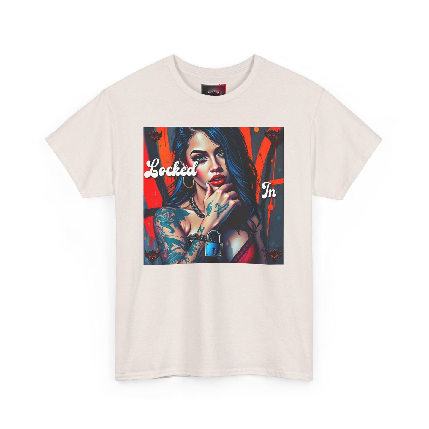 "Locked In" Latina Unisex Heavy Cotton Tee - Bold Tattoo Art for Everyday Wear