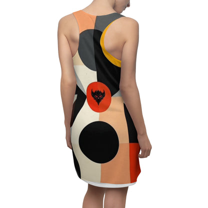 Abstract Geometric Racerback Dress — Retro Circles Print
