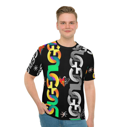 Bold Multi-colored Ungodly Chain Pattern Graphic T‑Shirt — All-Over Print Men's Tee