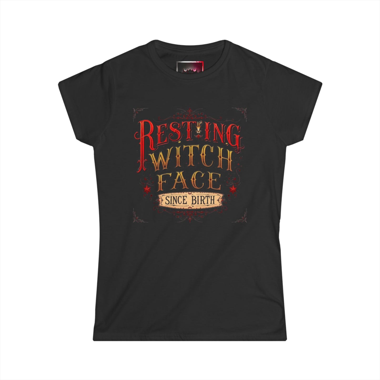 "Resting Witch Face Since Birth" Women's Tee, Cute Halloween Shirt, Vintage Style T-Shirt, Perfect Gift for Witches, Spooky Apparel