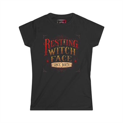 "Resting Witch Face Since Birth" Women's Tee, Cute Halloween Shirt, Vintage Style T-Shirt, Perfect Gift for Witches, Spooky Apparel