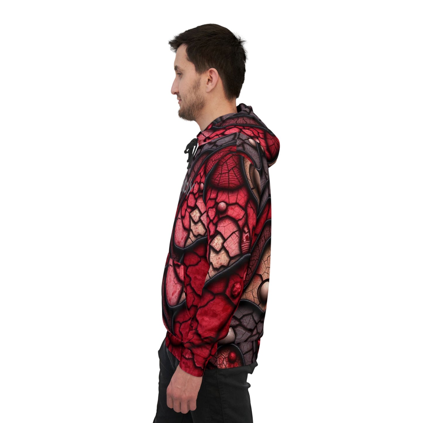 Blood Inspired, Halloween, Red Abstract Athletic Hoodie, Trendy Sportswear, Graphic Pullover, Gift for Fitness Lovers, Unique Streetwear