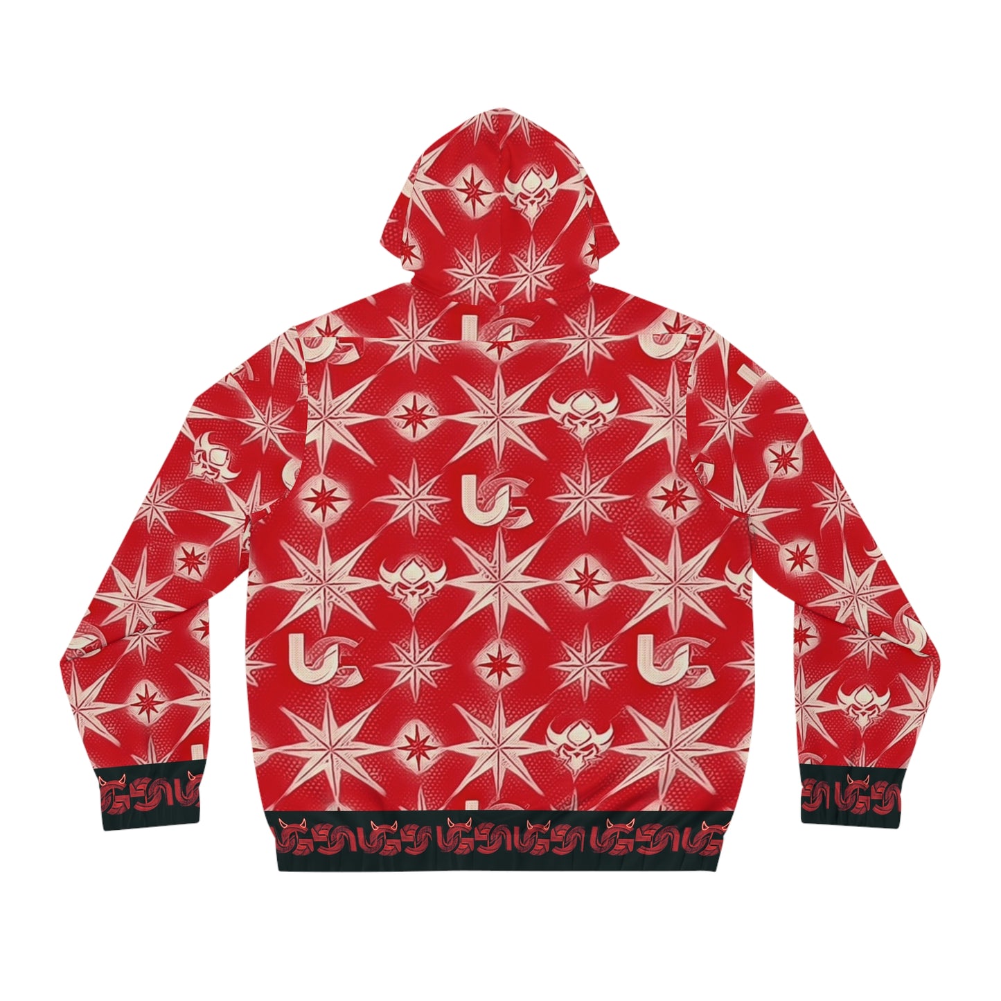 Red Ungodly Apparel Starburst Pattern Full-Zip Hoodie — Bold All-Over Graphic for Men