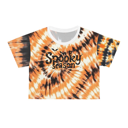 Spooky Season Tie-Dye Crop Tee | Fun Halloween Top, Trendy Apparel, Festival Wear, Casual T-Shirt, Fall Fashion
