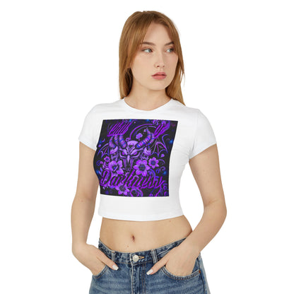 "Chill in Darkness" Women's Baby Tee - Edgy Floral Graphic Tee