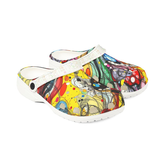 Colorful Abstract Bubble Print Foam Clogs