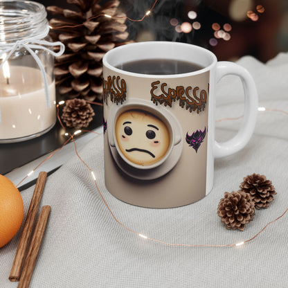 Depresso Expresso Coffee Mug – Funny Sad Face Ceramic Mug (11oz & 15oz)
