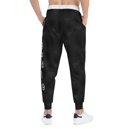 Ungodly Apparel Black Athletic Joggers — Subtle Gothic All-Over Print