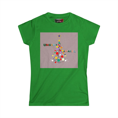 Women’s Christmas Tree Tee — Colorful Holiday Tree Graphic Shirt