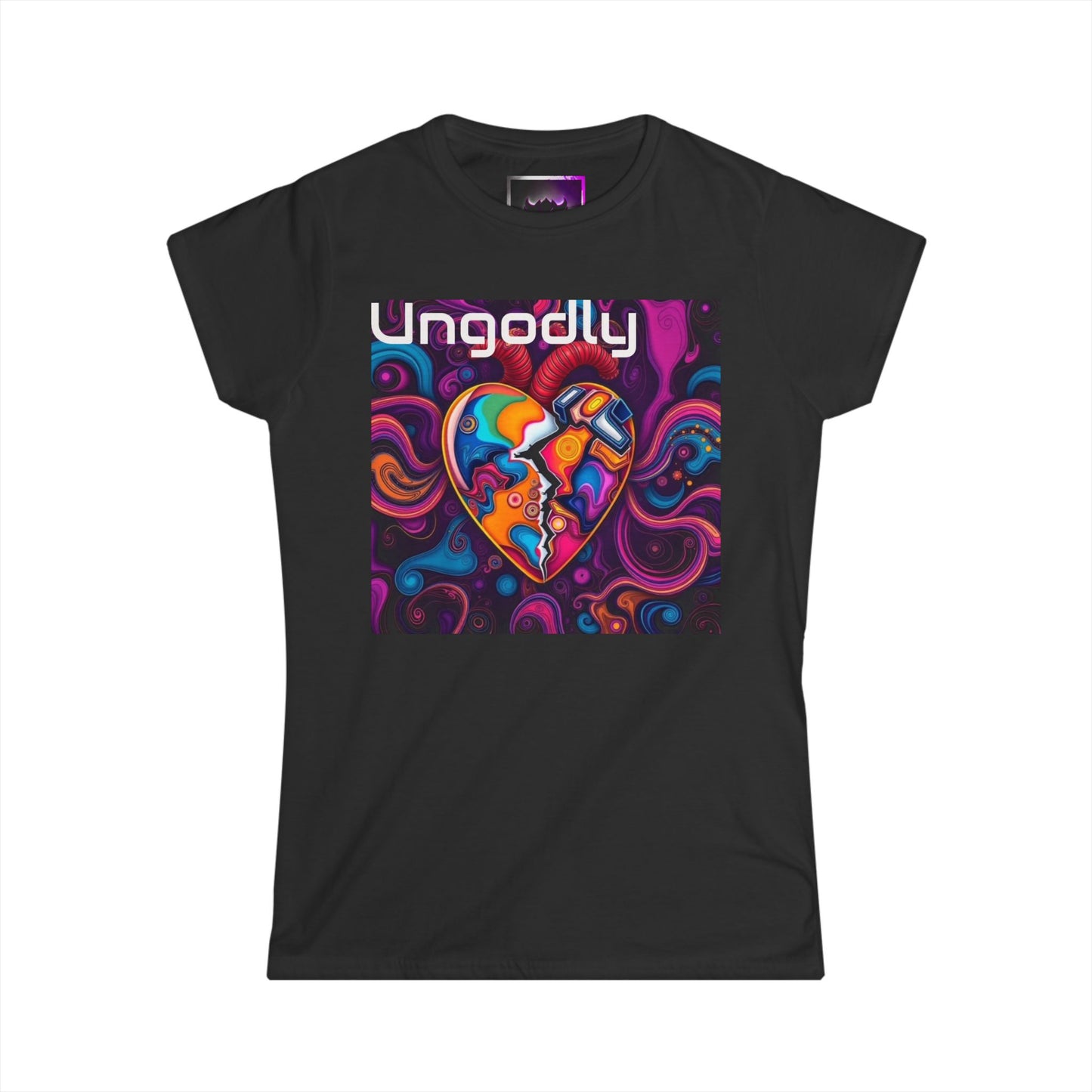 Ungodly Heart Women's Tee — Colorful Broken Heart Graphic Shirt