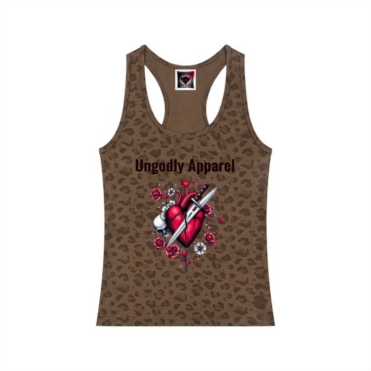 "Stabbed in the Heart" Women’s Leopard print Tank Top