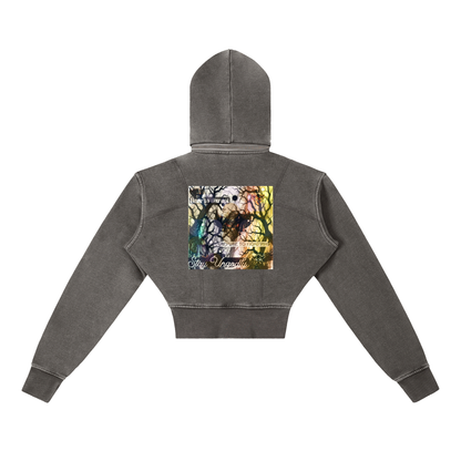 "Ungodly Apparel Slogan" Vintage Washed Cropped Fleece Hoodie