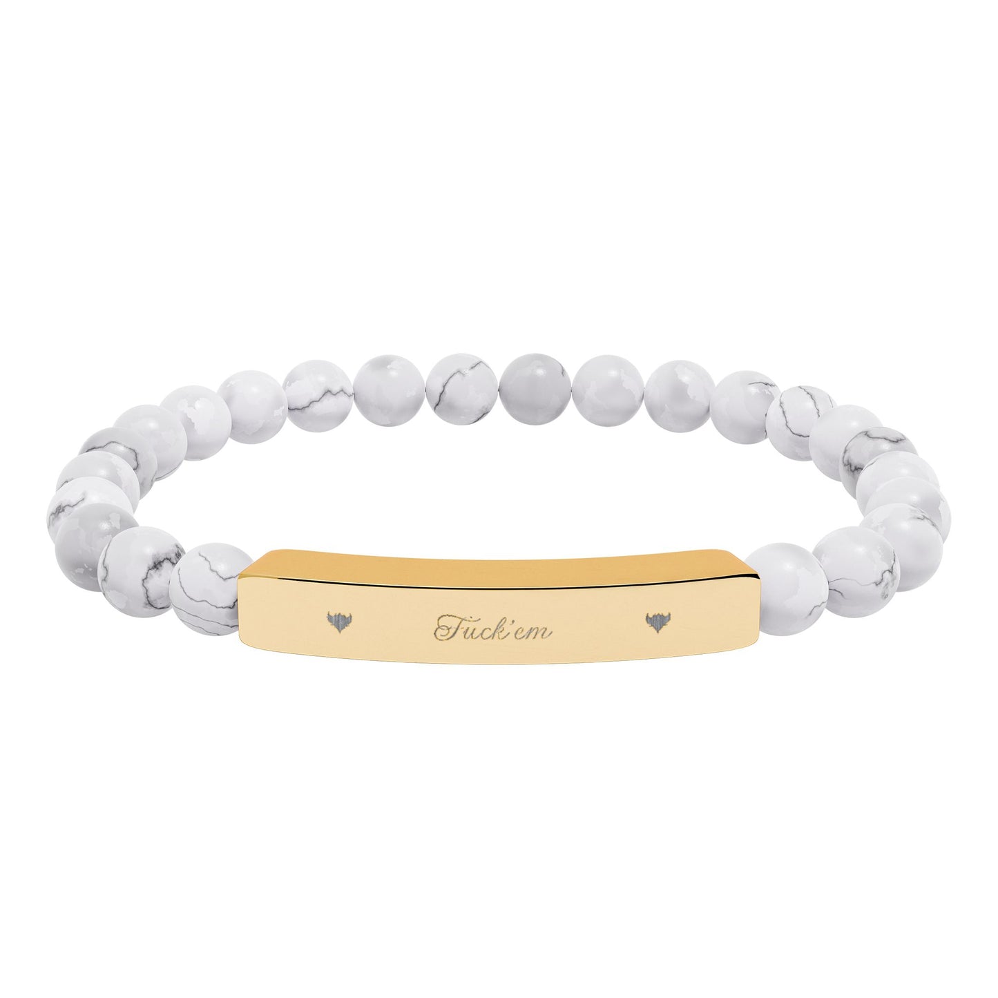 Engravable Natural Stone Stretch Bar Bracelet — Personalized Beaded Bracelet