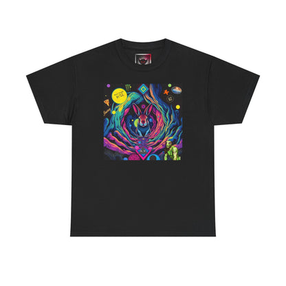 Psychedelic Cosmic Rabbit Hole T-Shirt — Vibrant Trippy Space Art Tee