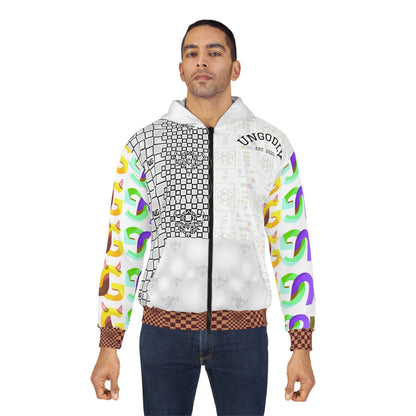 Ungodly Checkerboard Zip Hoodie — Colorful Retro Graphic AOP Full-Zip