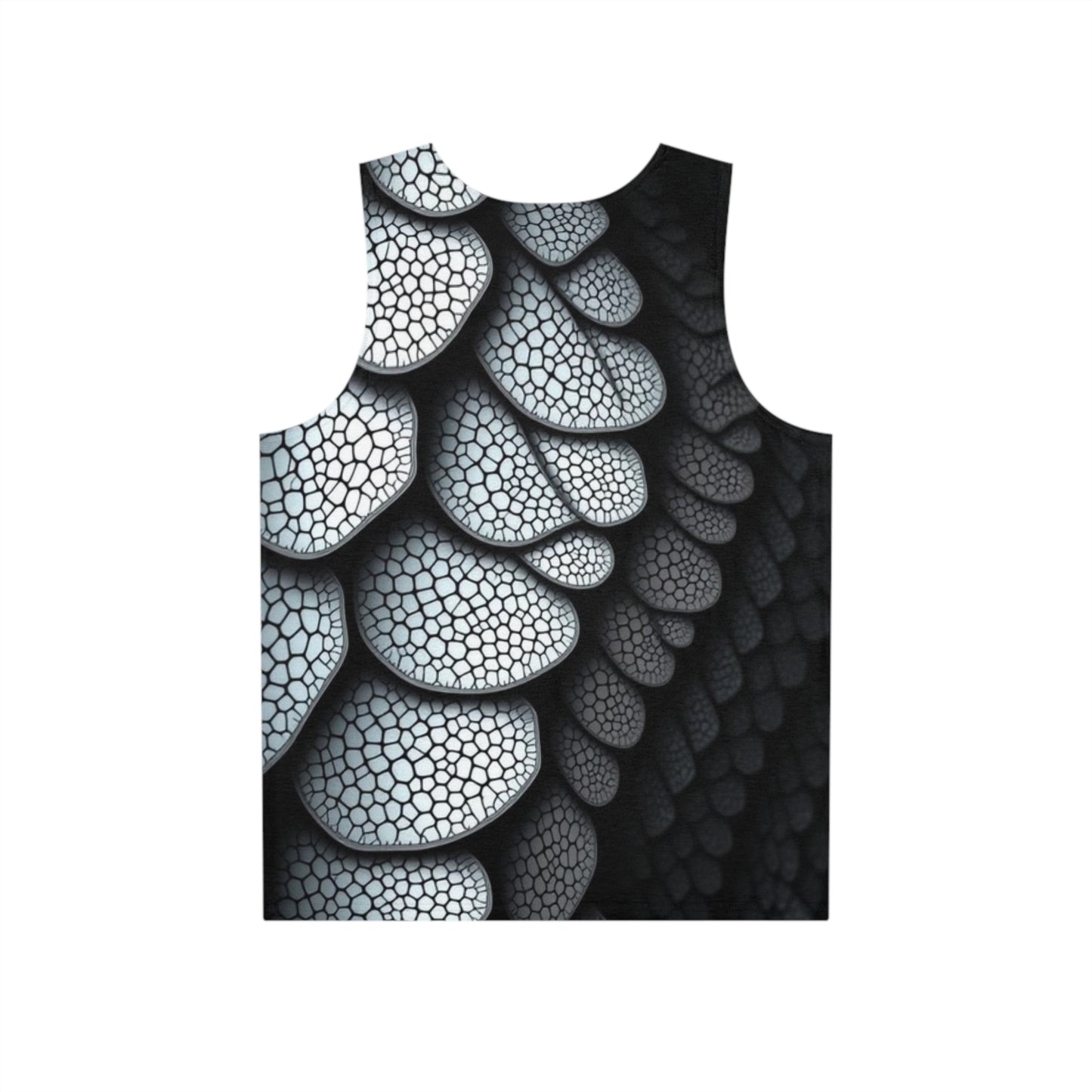 Men's Tank Top — Black Scaled Dragon Skin All-Over Print with Red Script