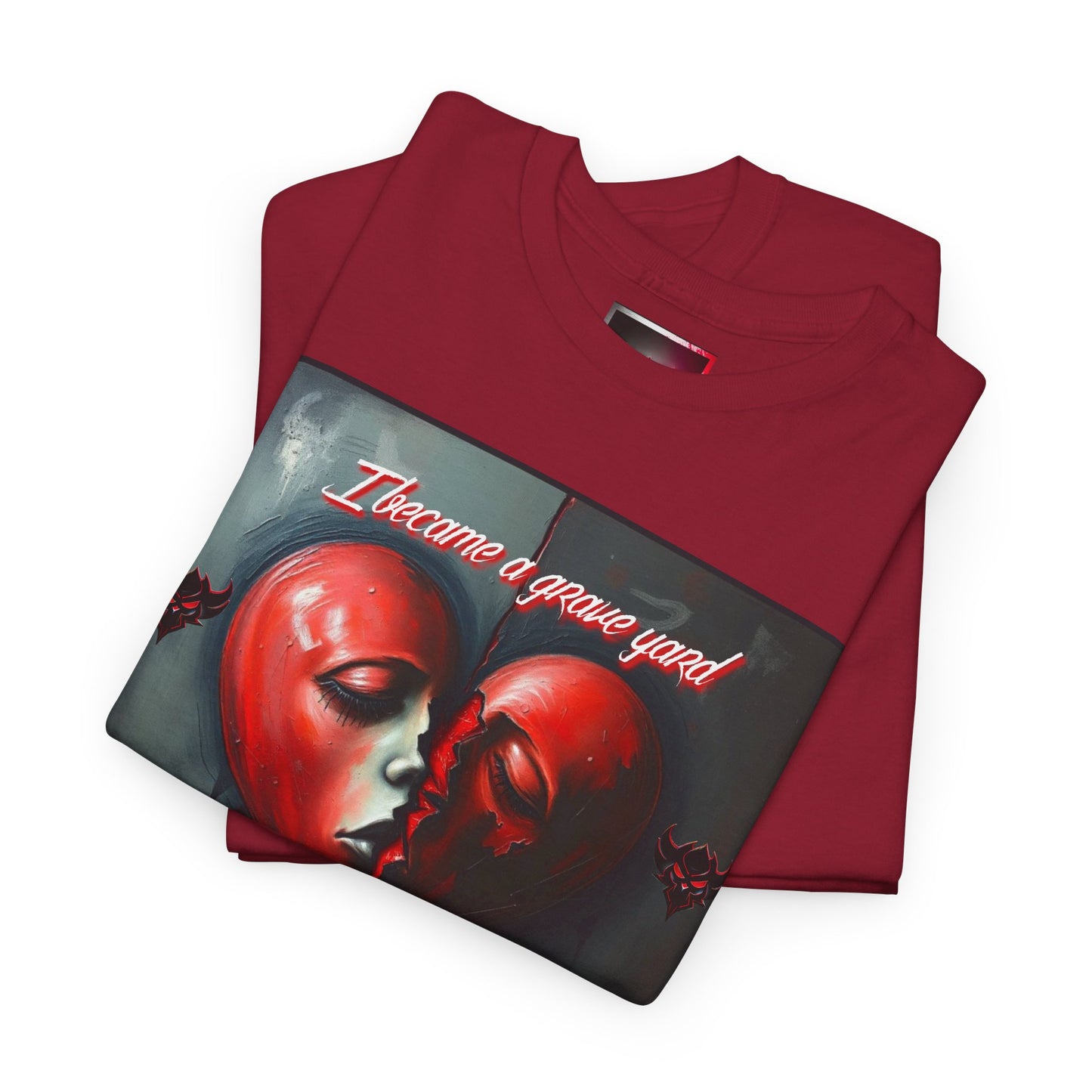 Heartbreak Unisex Heavy Cotton Tee - "I Became a Graveyard to Every Promise You Murdered" Graphic T-Shirt