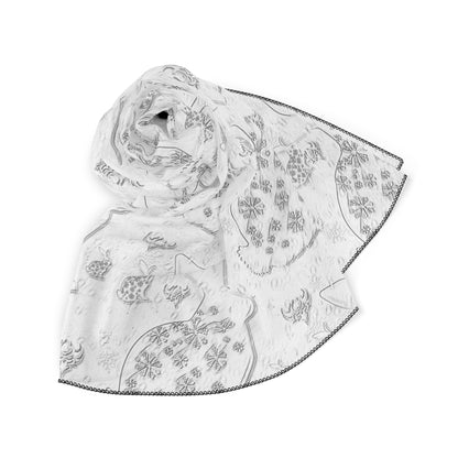 Floral Snow Bunny Pattern Poly Scarf