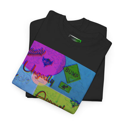 Abstract Pop-Art Graphic Tee — 'Apparel' Color Block Design