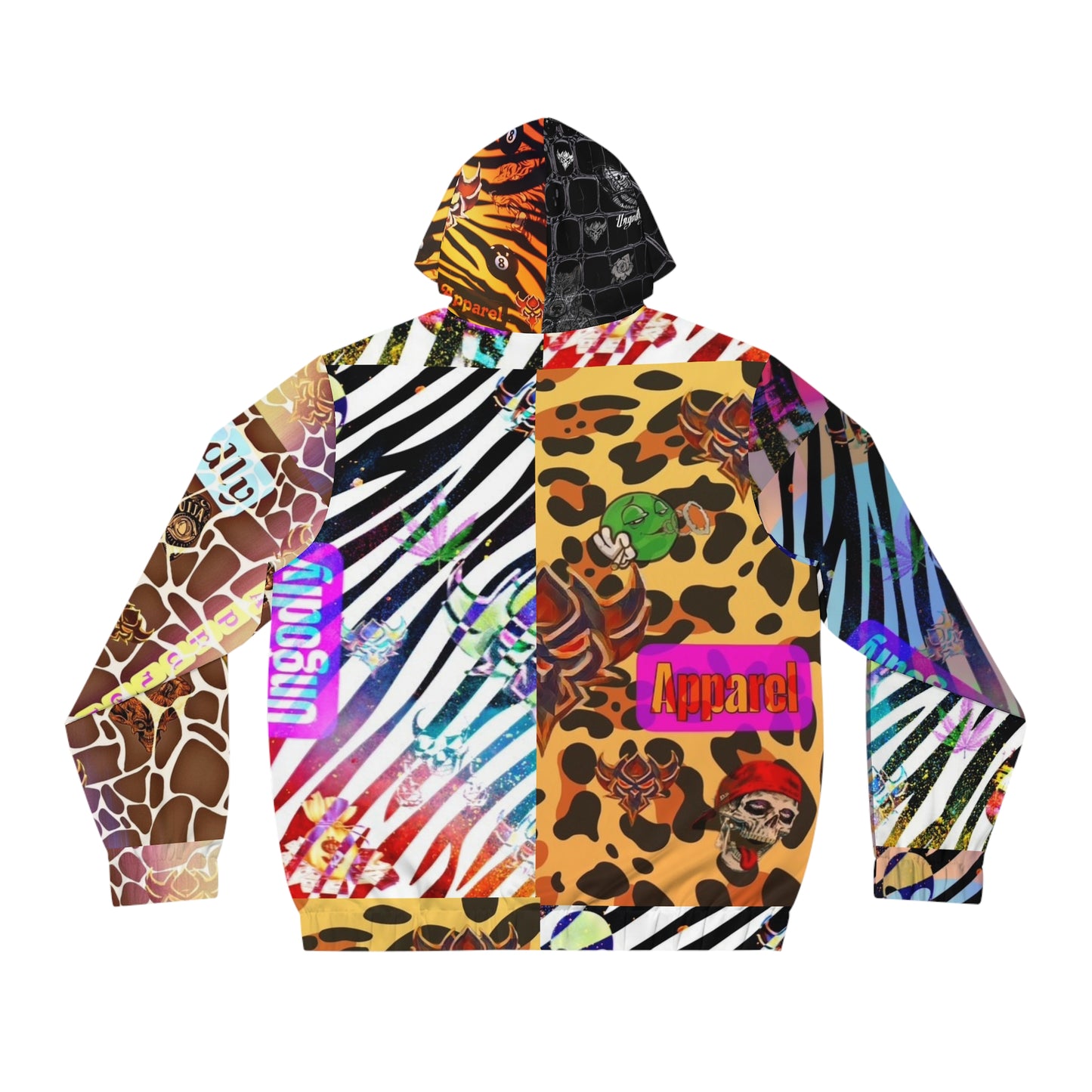 "Ungodly Zookeeper" Vibrant Animal Print Full-Zip Hoodie for Men