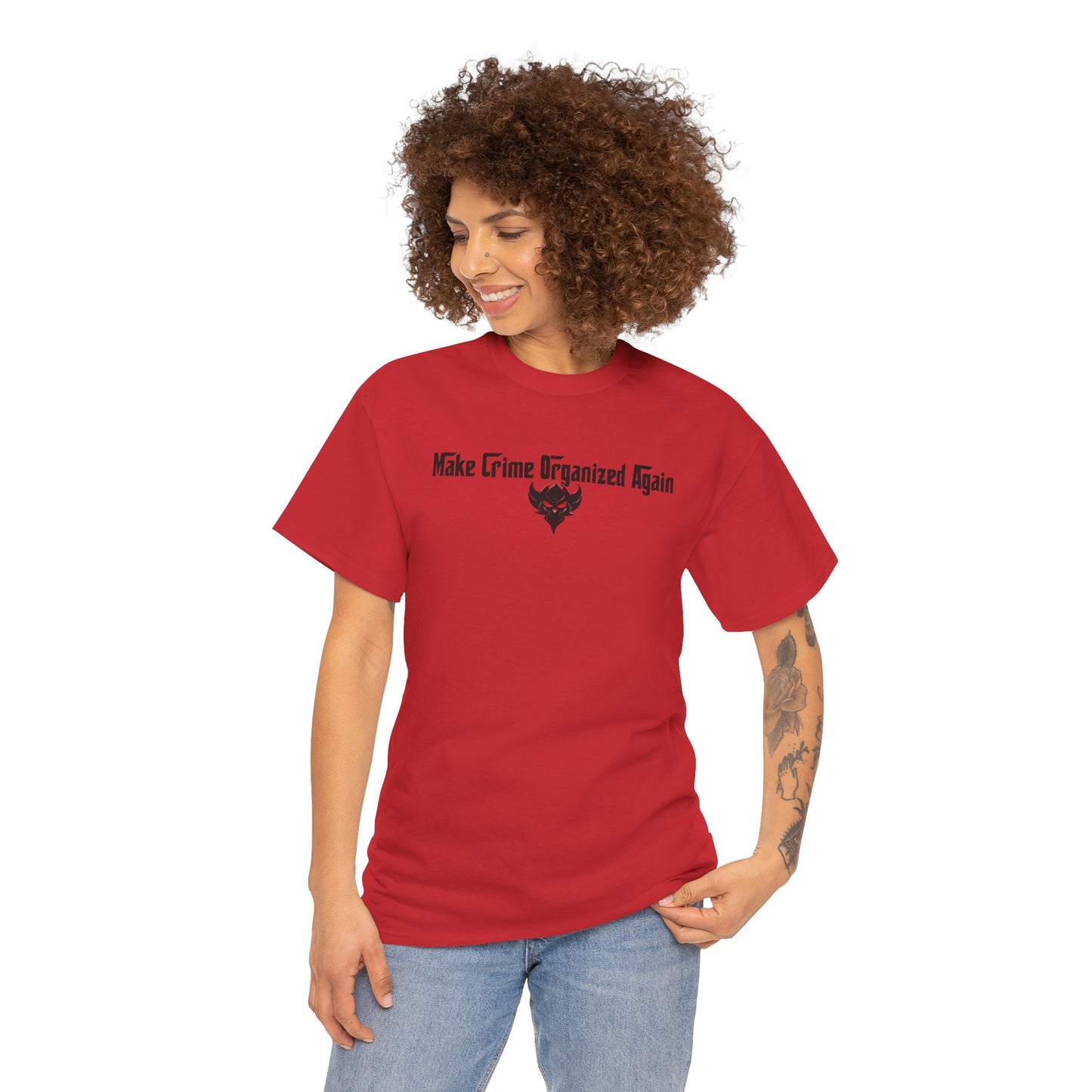 Unisex Heavy Cotton Tee - "Make Crime Organized Again" Shirt, Casual T-Shirt, Trendy Graphic Tee, Gift for Crime Lovers, Statement Apparel