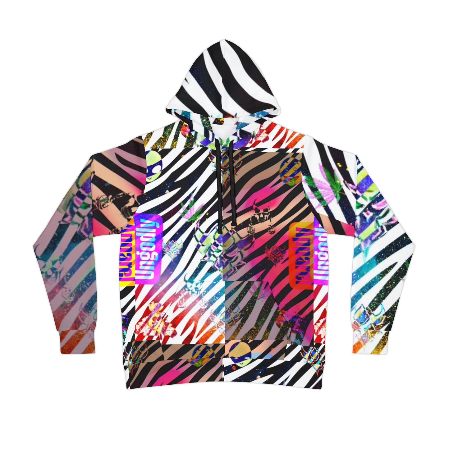 "Ungodly Zebra" Vibrant Zebra Print Athletic Hoodie