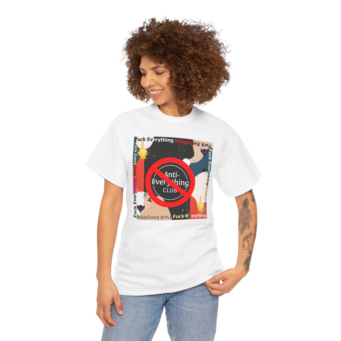 "Anti-Everything Club" Unisex Heavy Cotton Tee - Bold Statement Shirt for Casual Wear