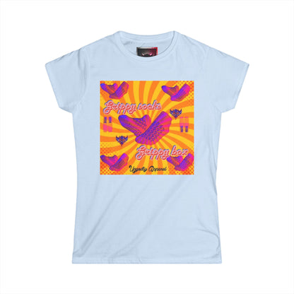Retro Butterfly Graphic Tee — "Grippy Socks Grippy Box" Vibrant 70s-Inspired Women's Shirt