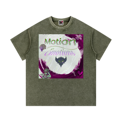 "Motion Over Emotions" Mineral Wash Waffle Knit T-Shirt