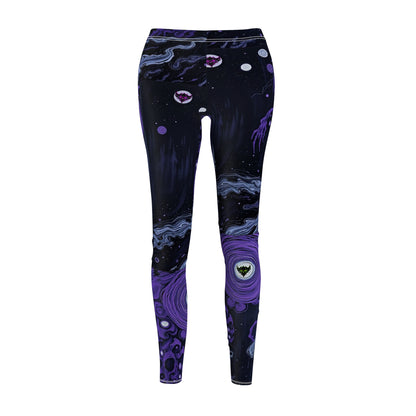 Cosmic Vibes Women's Casual Leggings - Unique Purple Galaxy Design