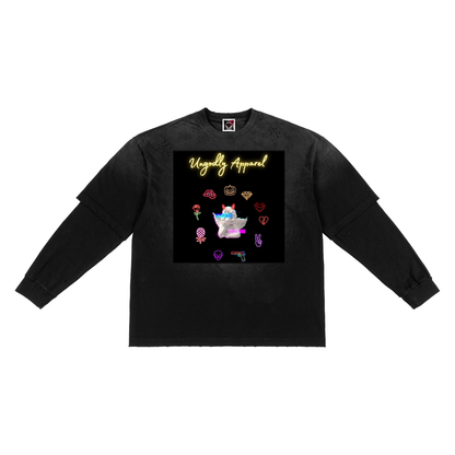 "Neon Ungodly Apparel" Sunfade Hand-Frayed Faux Two-Piece T-Shirt