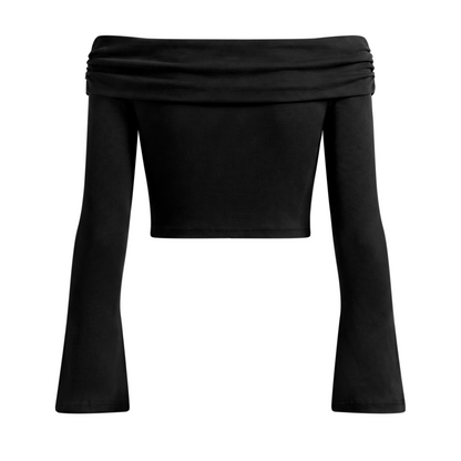 "UG Apparel Chain Pattern" Women's Off-the-Shoulder Bell Sleeve Crop T-Shirt