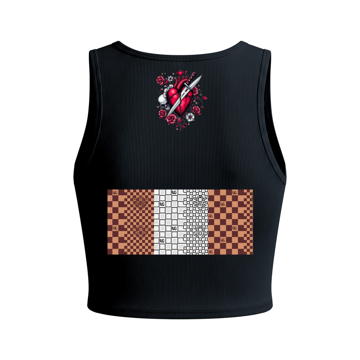 "UG Checkerboard Pattern" Women’s Hollow-Out Yoga Tank Top