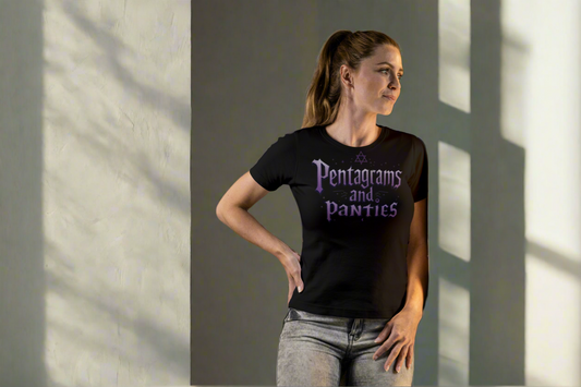 "Pentagrams and Panties" Women’s Tee, Gothic Style Shirt, Witchy Apparel, Casual Wear, Gift for Her
