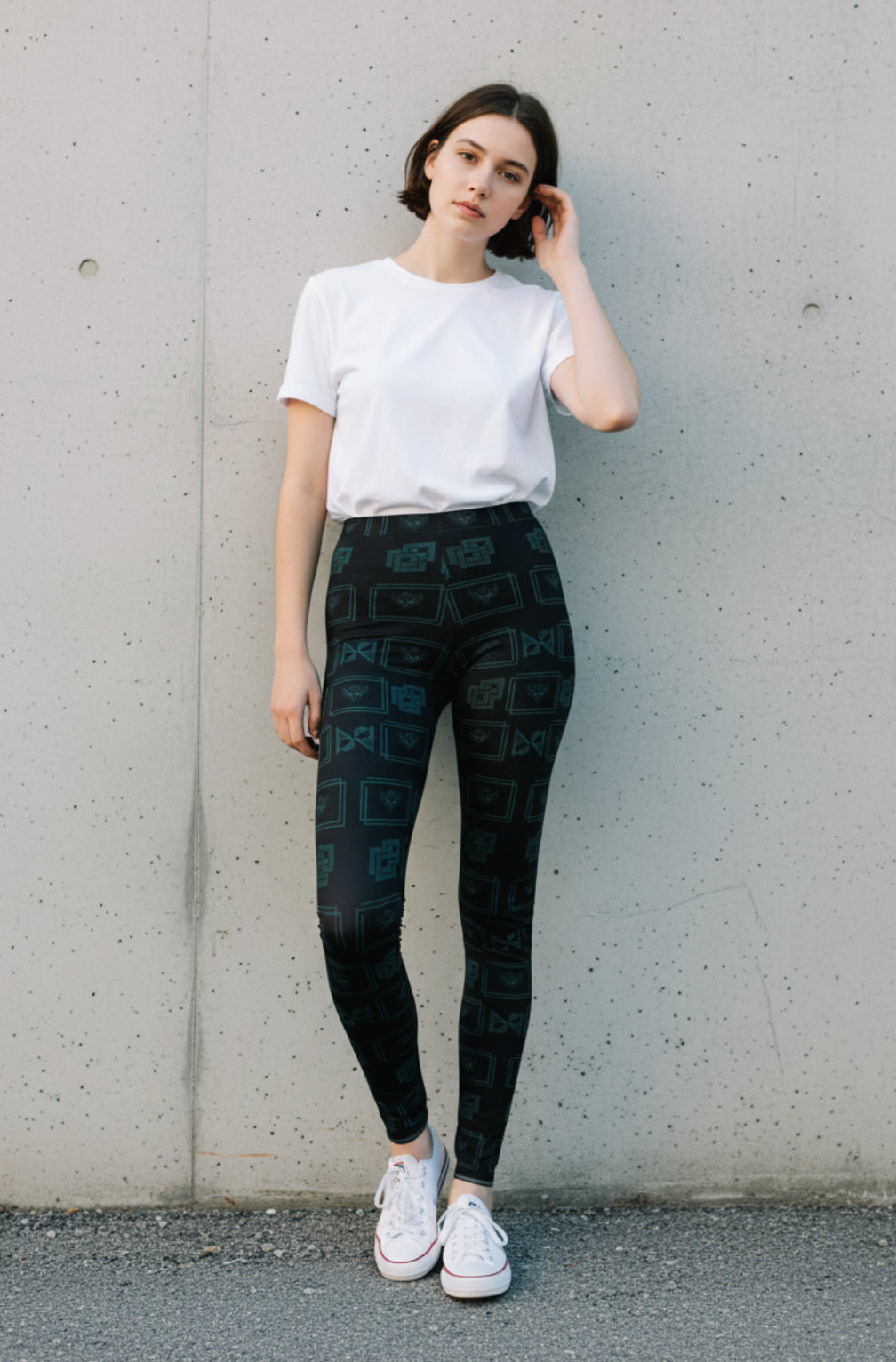 Black Ungodly Tech Pattern Leggings