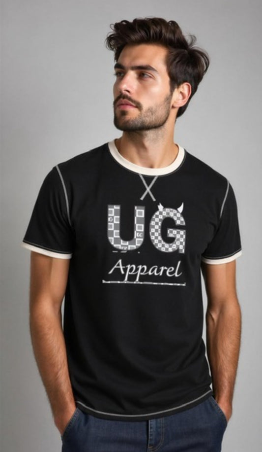 "Black and White UG Apparel" Contrast-Stitched Cotton T-Shirt