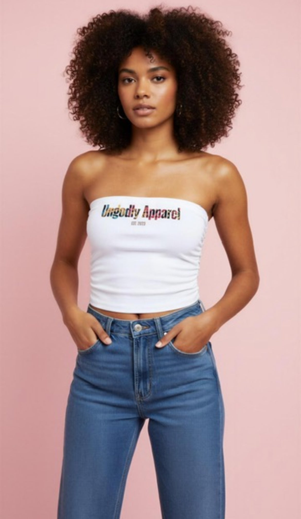 Women’s "Ungodly Apparel" Ruched Cropped Yoga Tube Top