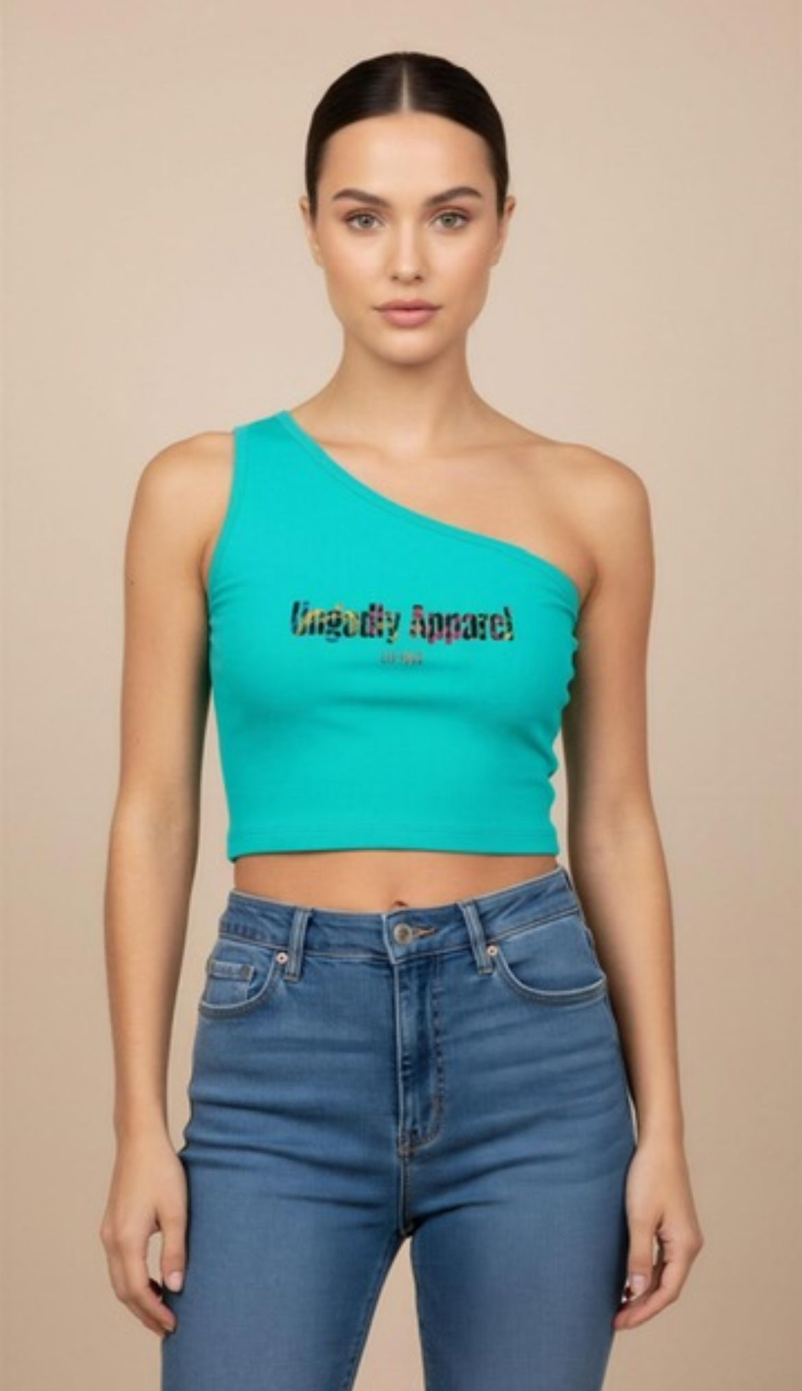 "Ungodly Apparel" Women's One-Shoulder Crop T-Shirt