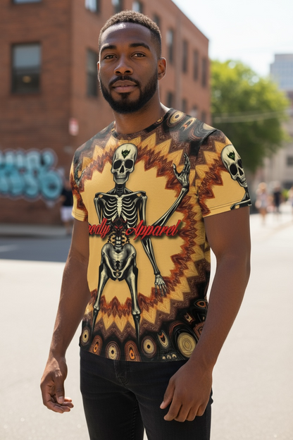 "Ungodly Skeleton" Men's Loose Graphic Tee, Halloween Shirt, Skeleton Design, Casual Wear, Music Festival Top, Unique Gift Idea