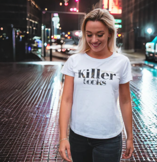 "Killer Looks Deadly Intent" Women's Softstyle Tee | Chic Everyday Top, Casual Wear, Gift for Her, Trendy Fashion Tee, Stylish Graphic Shirt