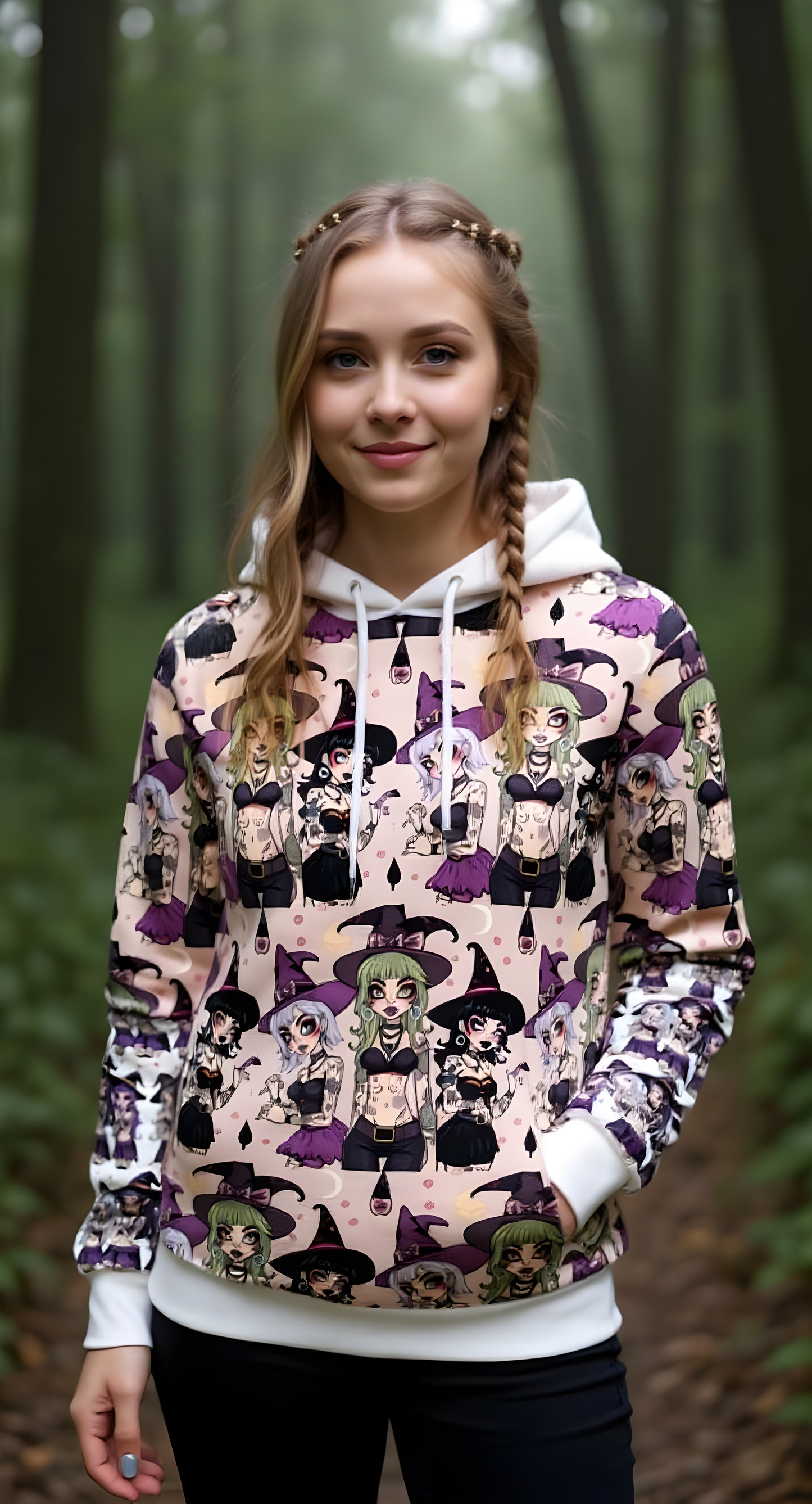 "Ungodly Apparel Witchy Wear" Gothic Witchy Full-Zip Hoodie for Women, Halloween Fashion, Witch Costume, Gift for Her, Trendy Hooded Sweatshirt