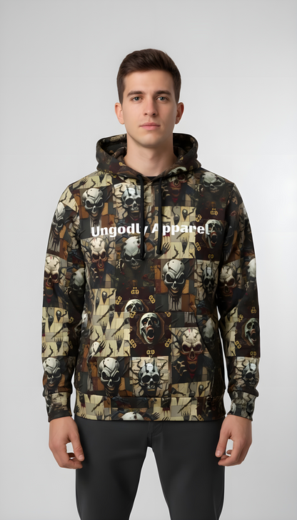 Rebellious Halloween Graphic Hoodie - Sporty Horror Sweatshirt for Streetwear Lovers, Perfect for Gym, Casual Outfits, or Gift Ideas