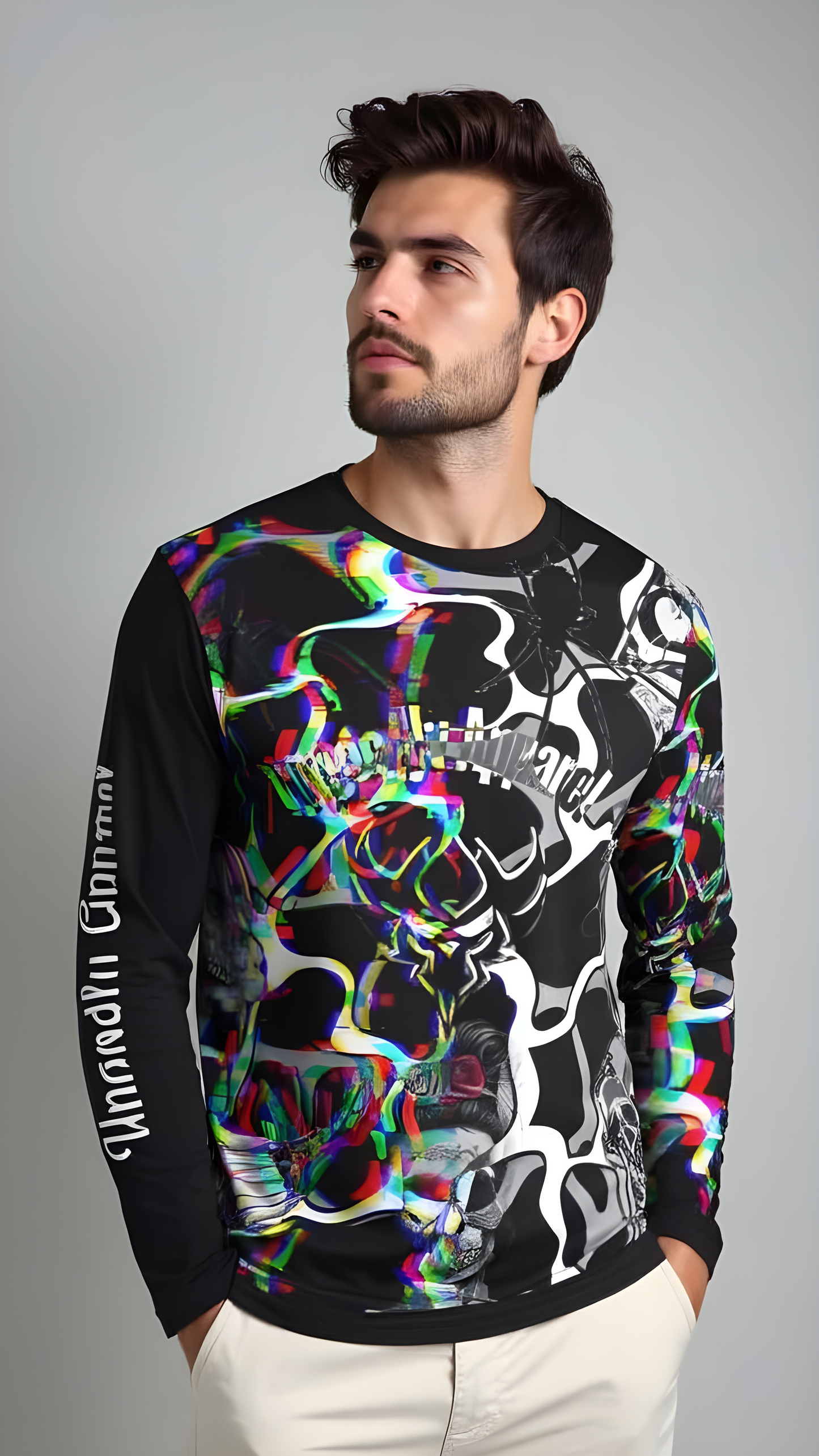 Ungodly Glitch Skull Long Sleeve Shirt